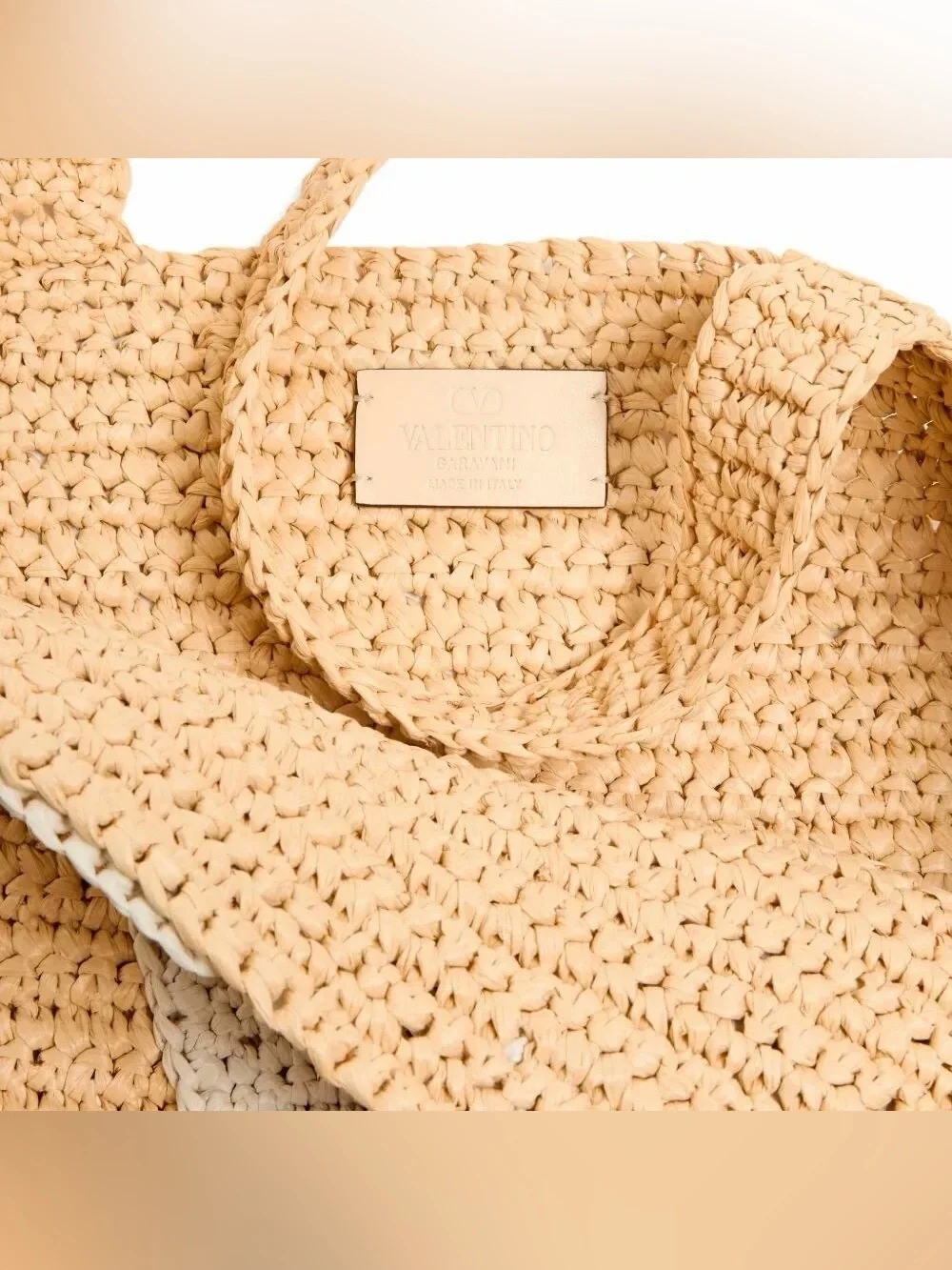 VALENTINO GARAVANI Viva Superstar VLOGO crochet raffia tote bag